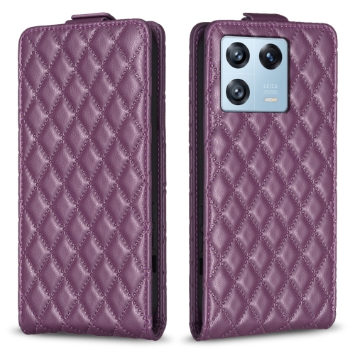 

For Xiaomi 13 Pro Diamond Lattice Vertical Flip Leather Phone Case(Dark Purple)