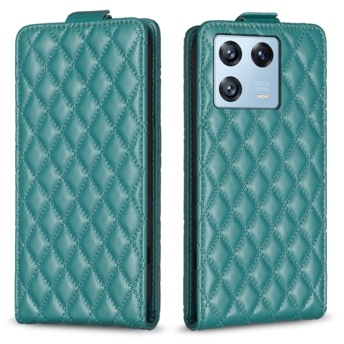 

For Xiaomi 13 Pro Diamond Lattice Vertical Flip Leather Phone Case(Green)