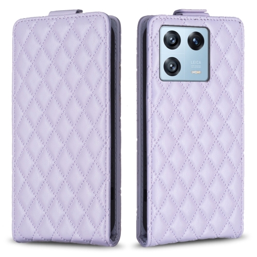 

For Xiaomi 13 Pro Diamond Lattice Vertical Flip Leather Phone Case(Purple)