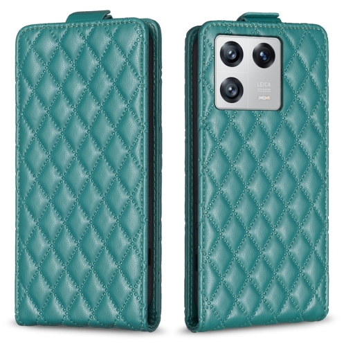

For Xiaomi 13 Diamond Lattice Vertical Flip Leather Phone Case(Green)