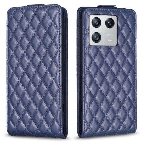 

For Xiaomi 13 Diamond Lattice Vertical Flip Leather Phone Case(Blue)