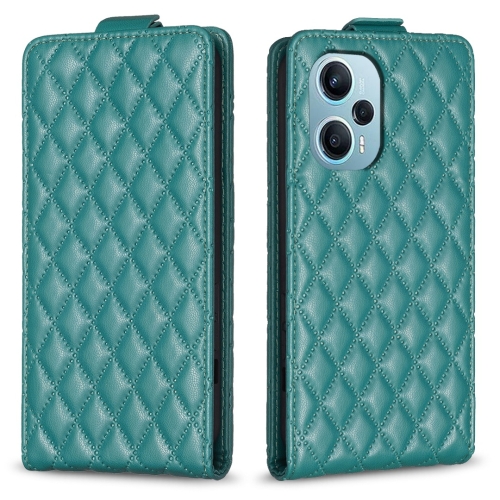 

For Redmi Note 12 Turbo Diamond Lattice Vertical Flip Leather Phone Case(Green)