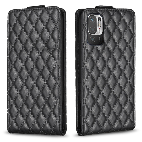 

For Redmi Note 10 5G /Note 10T 5G Diamond Lattice Vertical Flip Leather Phone Case(Black)