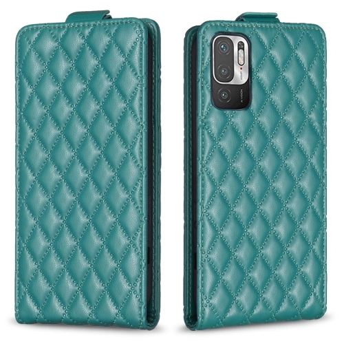 

For Redmi Note 10 5G /Note 10T 5G Diamond Lattice Vertical Flip Leather Phone Case(Green)