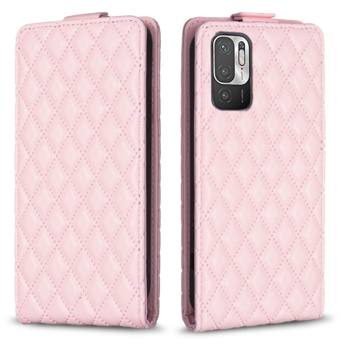 

For Redmi Note 10 5G /Note 10T 5G Diamond Lattice Vertical Flip Leather Phone Case(Pink)