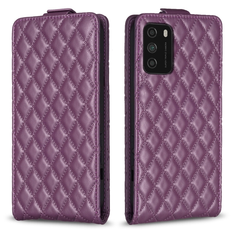 

For Redmi Note 9 4G Diamond Lattice Vertical Flip Leather Phone Case(Dark Purple)