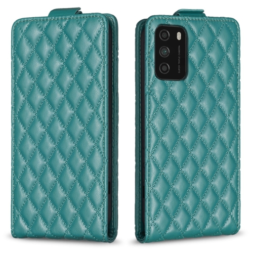 

For Redmi Note 9 4G Diamond Lattice Vertical Flip Leather Phone Case(Green)