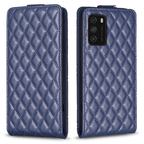 

For Redmi Note 9 4G Diamond Lattice Vertical Flip Leather Phone Case(Blue)