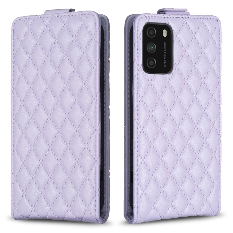

For Redmi Note 9 4G Diamond Lattice Vertical Flip Leather Phone Case(Purple)