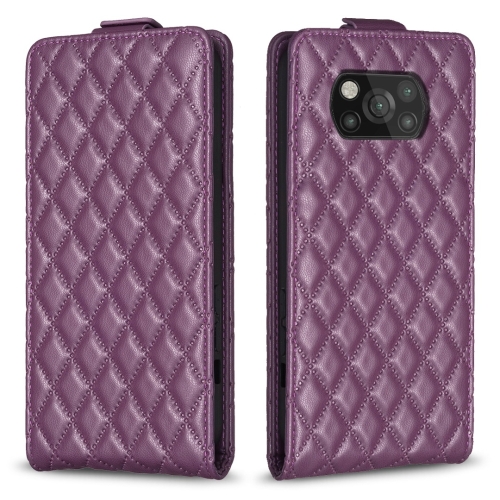 

For Xiaomi Poco X3 / X3 NFC Diamond Lattice Vertical Flip Leather Phone Case(Dark Purple)