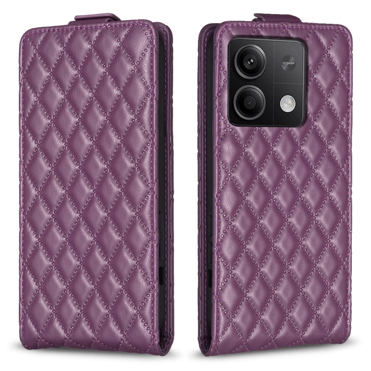

For Xiaomi Redmi Note 13 Diamond Lattice Vertical Flip Leather Phone Case(Dark Purple)