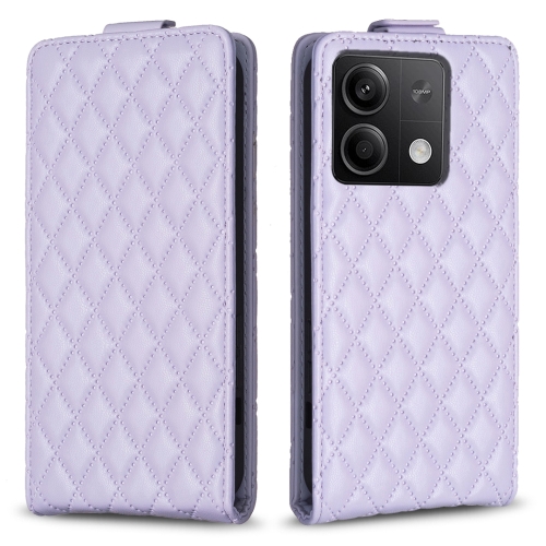 For Xiaomi Redmi Note 13 Diamond Lattice Vertical Flip Leather Phone Case(Purple)