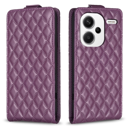 For Xiaomi Redmi Note 13 Pro+ Diamond Lattice Vertical Flip Leather Phone Case(Dark Purple)