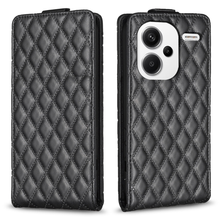

For Xiaomi Redmi Note 13 Pro+ 5G Diamond Lattice Vertical Flip Leather Phone Case(Black)