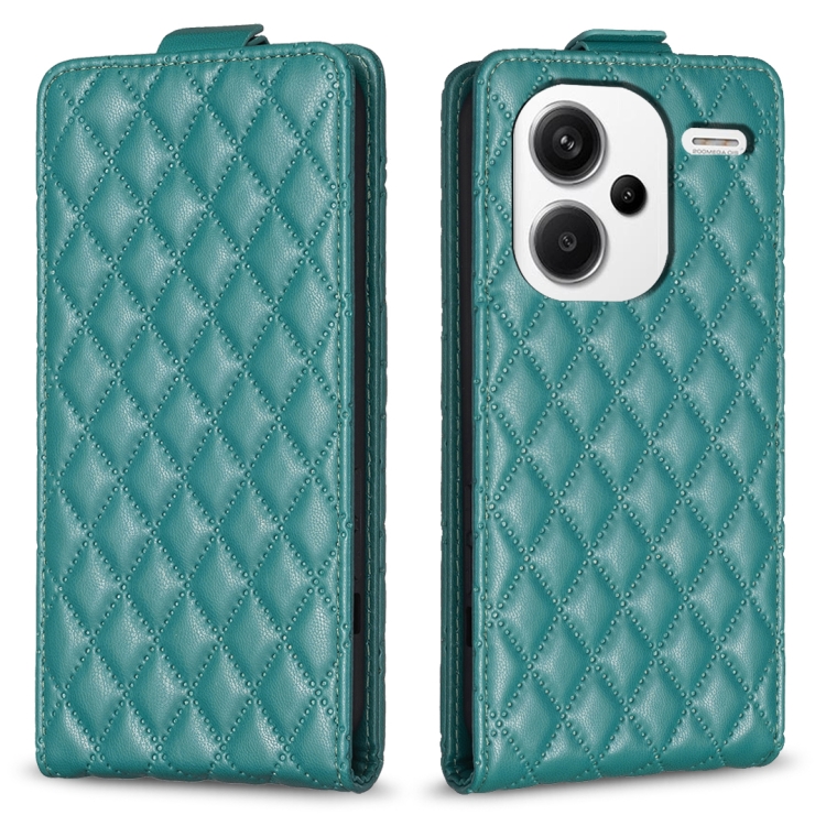 

For Xiaomi Redmi Note 13 Pro+ Diamond Lattice Vertical Flip Leather Phone Case(Green)