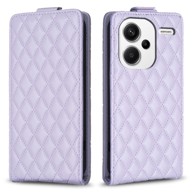 

For Xiaomi Redmi Note 13 Pro+ Diamond Lattice Vertical Flip Leather Phone Case(Purple)