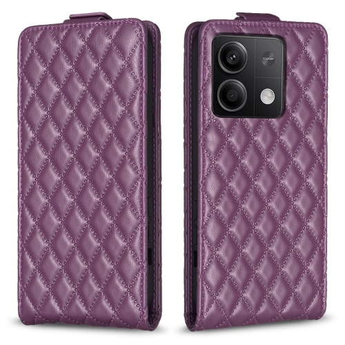 

For Xiaomi Redmi Note 13 4G Global Diamond Lattice Vertical Flip Leather Phone Case(Dark Purple)