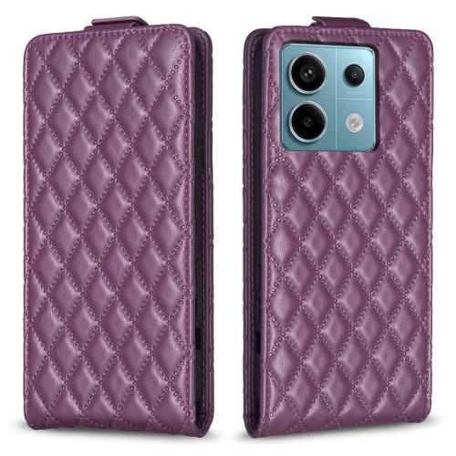 

For Xiaomi Redmi Note 13 Pro 4G Global Diamond Lattice Vertical Flip Leather Phone Case(Dark Purple)