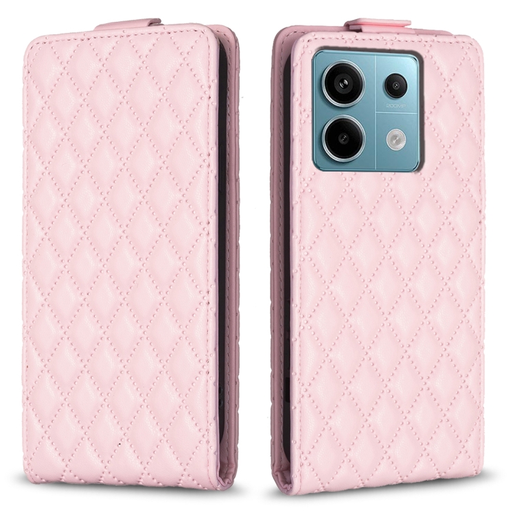 

For Xiaomi Redmi Note 13 Pro 4G Global Diamond Lattice Vertical Flip Leather Phone Case(Pink)