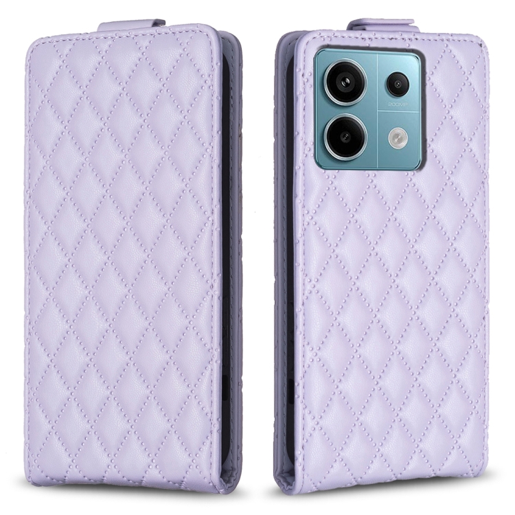 

For Xiaomi Redmi Note 13 Pro 4G Global Diamond Lattice Vertical Flip Leather Phone Case(Purple)