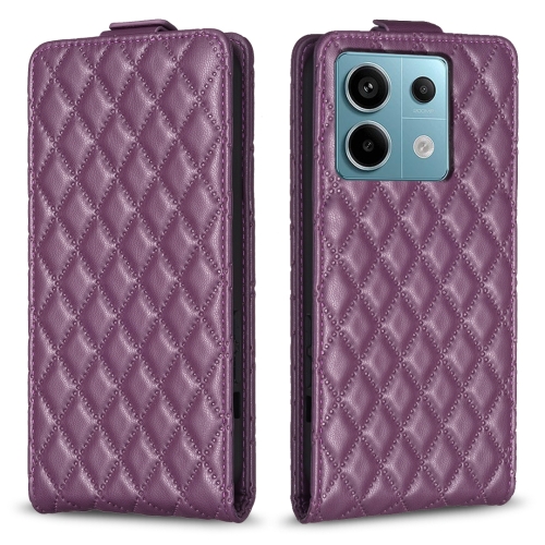 

For Xiaomi Poco M6 Pro 4G Diamond Lattice Vertical Flip Leather Phone Case(Dark Purple)