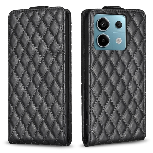 

For Xiaomi Poco M6 Pro 4G Diamond Lattice Vertical Flip Leather Phone Case(Black)