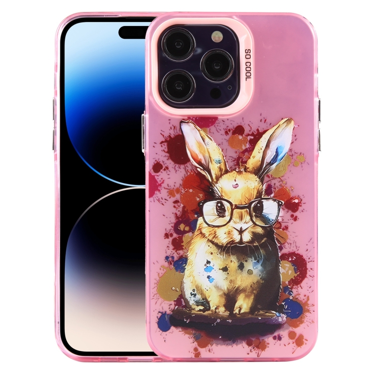 

For iPhone 14 Pro Animal Pattern PC Phone Case(Rabbit)