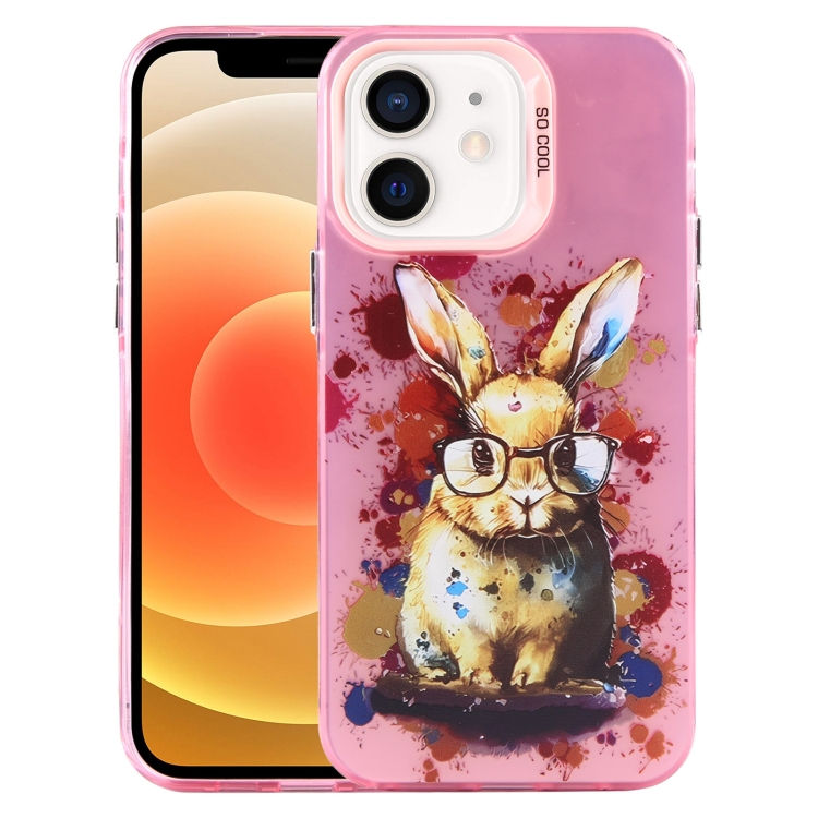 

For iPhone 12 Animal Pattern PC Phone Case(Rabbit)