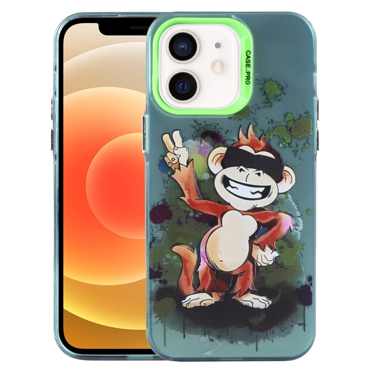 

For iPhone 12 Animal Pattern PC Phone Case(Monkey)