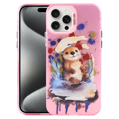 For iPhone 15 Pro Animal Pattern PC Phone Case(Otter)