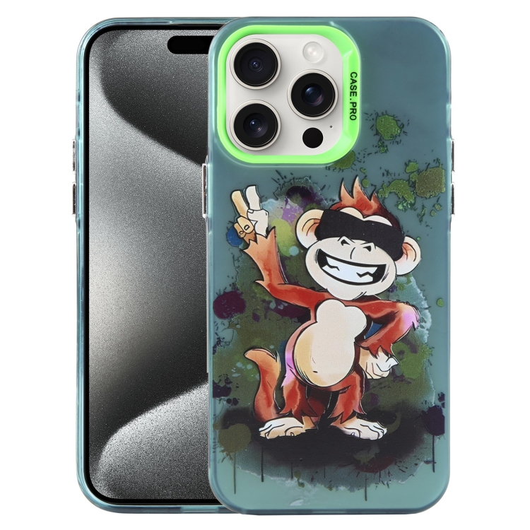 

For iPhone 15 Pro Animal Pattern PC Phone Case(Monkey)