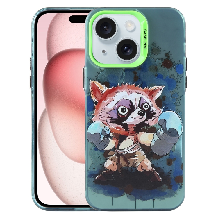 

For iPhone 15 Animal Pattern PC Phone Case(Raccoon)