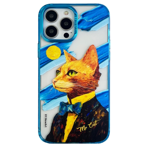 

For iPhone 13 Pro Oil Painting Pattern PC Phone Case(Mr Cat)