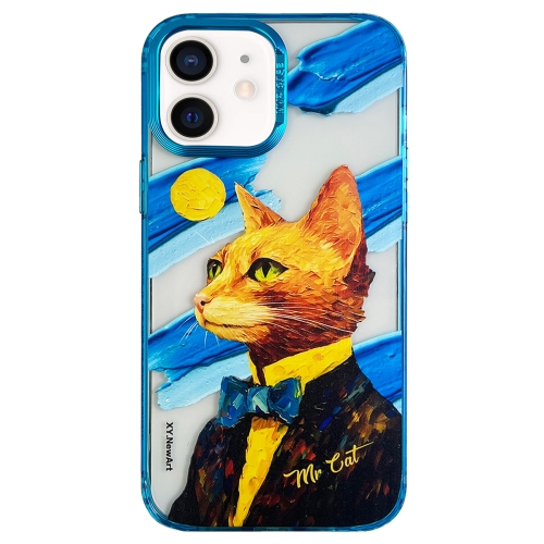 

For iPhone 12 Oil Painting Pattern PC Phone Case(Mr Cat)