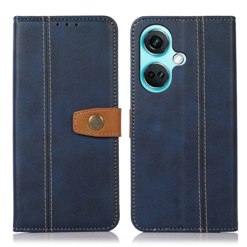 

For OnePlus Nord CE3 5G Stitching Thread Calf Texture Leather Phone Case(Blue)