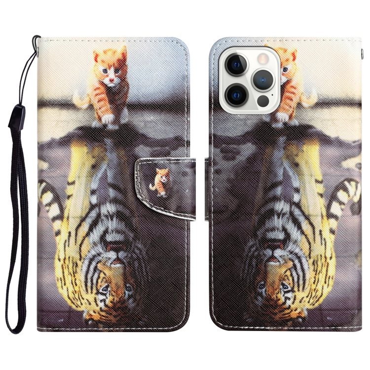 

For iPhone 15 Pro Colored Drawing Leather Phone Case(Tiger)