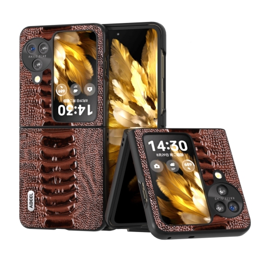 

For OPPO Find N3 Flip ABEEL Genuine Leather Weilai Series Phone Case(Coffee)