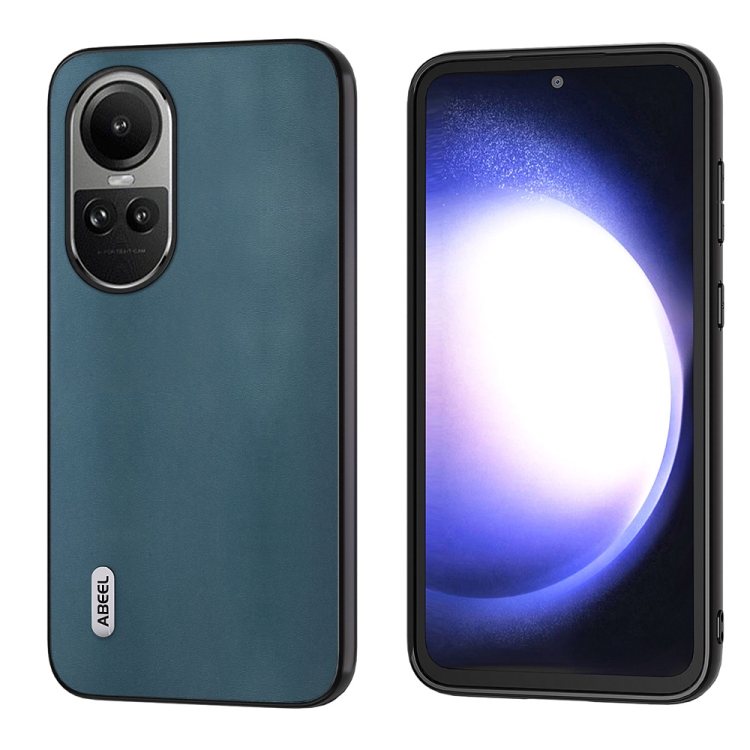 

For OPPO Reno10 Global / Reno10 Pro Global ABEEL Genuine Leather Xiaoya Series Phone Case(Dark Green)