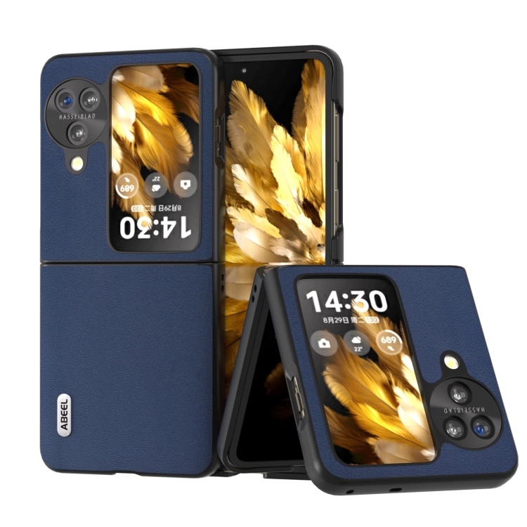 

For OPPO Find N3 Flip ABEEL Genuine Leather Xiaoya Series Phone Case(Blue)