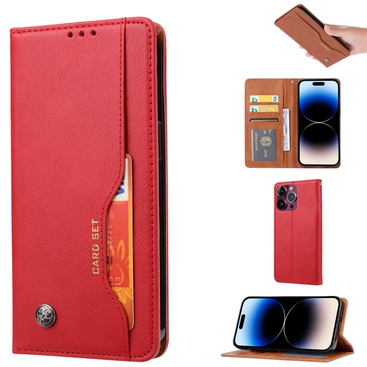 

For iPhone 15 Pro Max Knead Skin Texture Flip Leather Phone Case(Red)