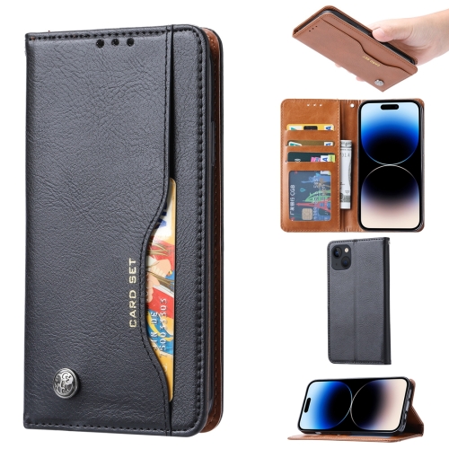 

For iPhone 15 Knead Skin Texture Horizontal Flip Leather Phone Case(Black)