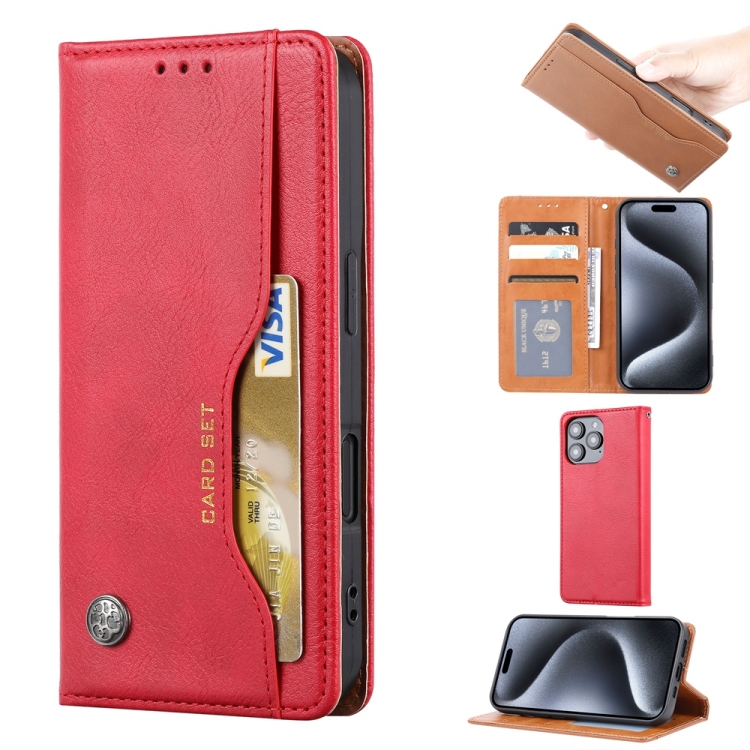 

For iPhone 16 Pro Knead Skin Texture Flip Leather Phone Case(Red)