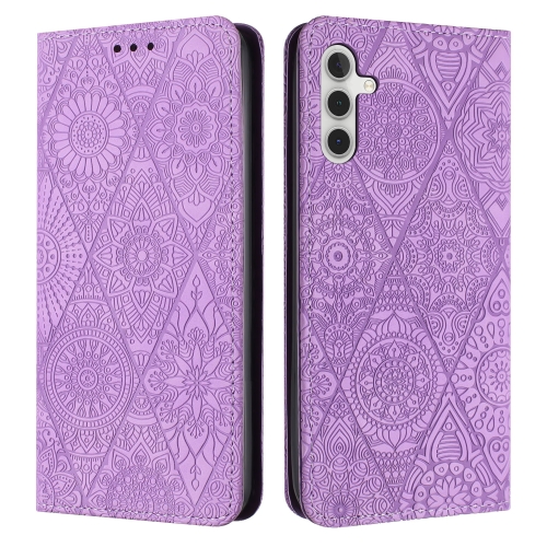 

For Samsung Galaxy S24+ 5G Ethnic Embossed Adsorption Leather Phone Case(Purple)