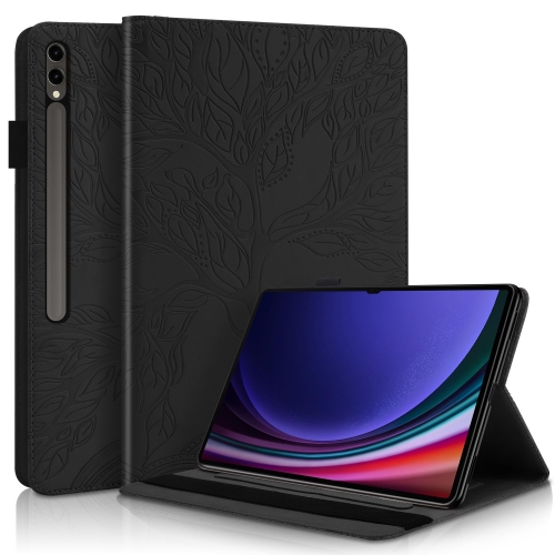 

For Samsung Galaxy Tab S9 Ultra Life Tree Series Horizontal Flip Leather Tablet Case(Black)
