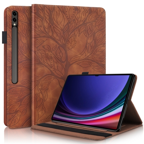 For Samsung Galaxy Tab S9 Ultra Life Tree Series Horizontal Flip Leather Tablet Case(Brown) vintage aesthetic barber chairs swivel leather luxury hairdressing chairs rotating krzeslo silla barber barber equipment mq50bc