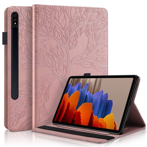 

For Samsung Galaxy Tab S9 / S9 FE Life Tree Series Horizontal Flip Leather Tablet Case(Rose Gold)