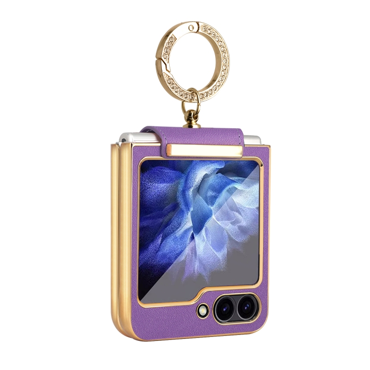 

For Samsung Galaxy Z Flip6 Colorful PU Phone Case with Ring Holder(Purple)