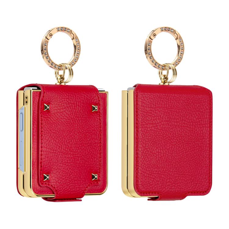 

For Samsung Galaxy Z Flip7 5G Colorful PU Phone Case with Ring Holder(Red)