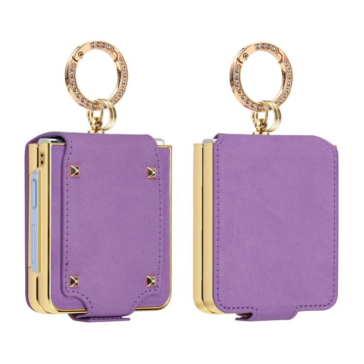 

For Samsung Galaxy Z Flip7 5G Colorful PU Phone Case with Ring Holder(Purple)