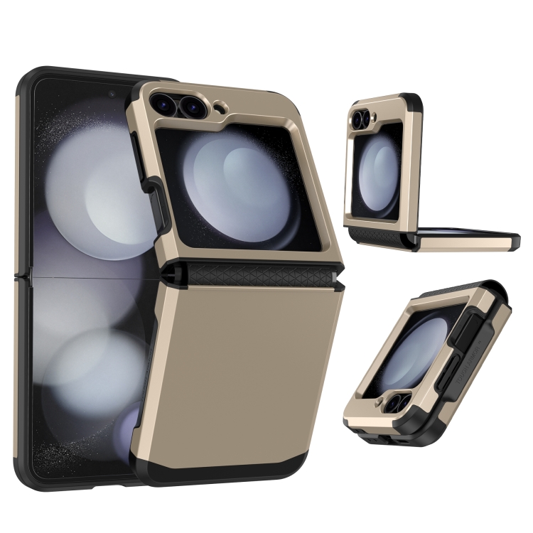 

For Samsung Galaxy Z Flip4 5G SGP Armor 2 in 1 Color Contrast TPU Hybrid PC Phone Case(Gold)